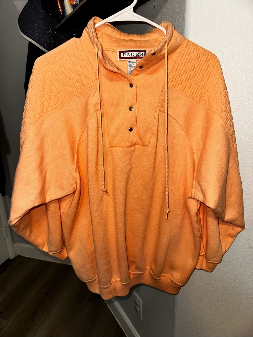 PACER Vintage 1980s to 1990s Women's Crewneck Pullover Sweater in pinkish-orange
